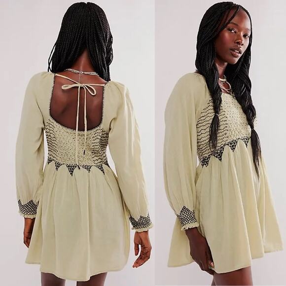 Free People Tunic Top Mini Dress Sage Combo - Picture 13 of 13